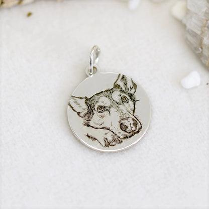 ciondolo animale personalizzato ritratto. charm tondo in argento 925
