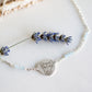 collana personalizzata pietra semipreziosa acquamarina con ciondolo a forma di cuore col ritratto del priprio cane
