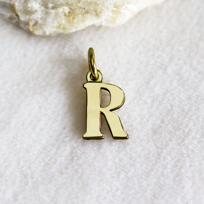 collana con ciondolo lettera iniziale R in argento o ottone