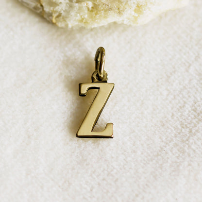 lettera iniziale Z da appendere al tuo gioiello in argento o ottone - ciondolo con anello aperto