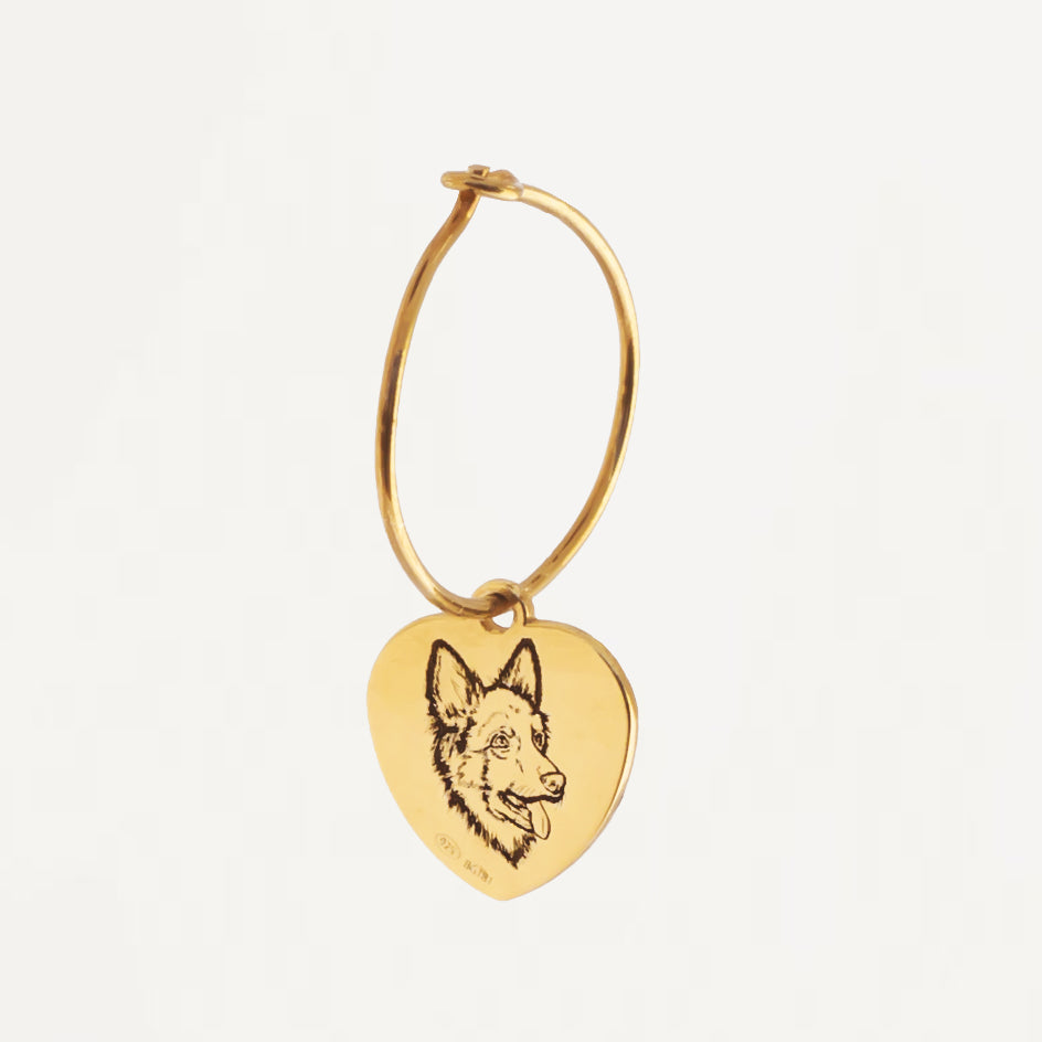 Orecchino personalizzato in argento 925 con foto zampa cane, gatto - Petsoul  Jewelry